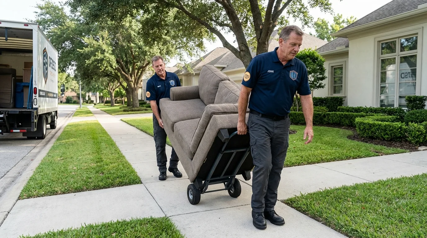 Local residential moving crew loading furniture in Plymouth, MI
